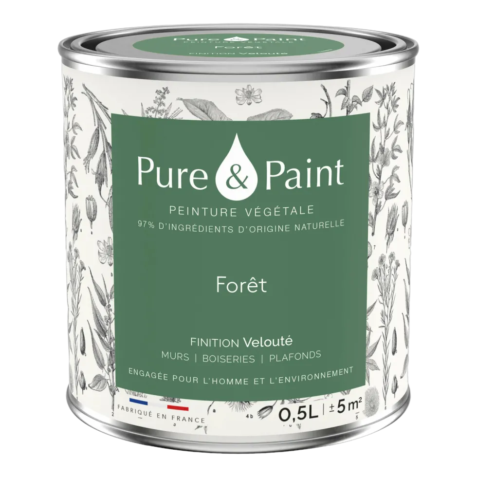 Peinture végétale velouté Forêt 0,5L - Pure & Paint