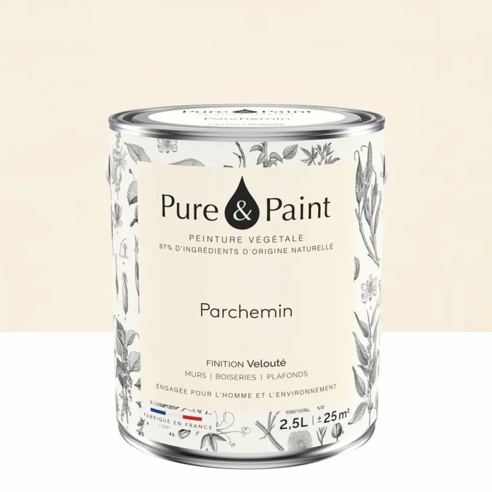 Peinture végétale velouté Parchemin 2,5L - Pure & Paint