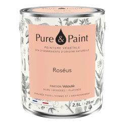 Peinture végétale velouté Roséus 2,5L - Pure & Paint