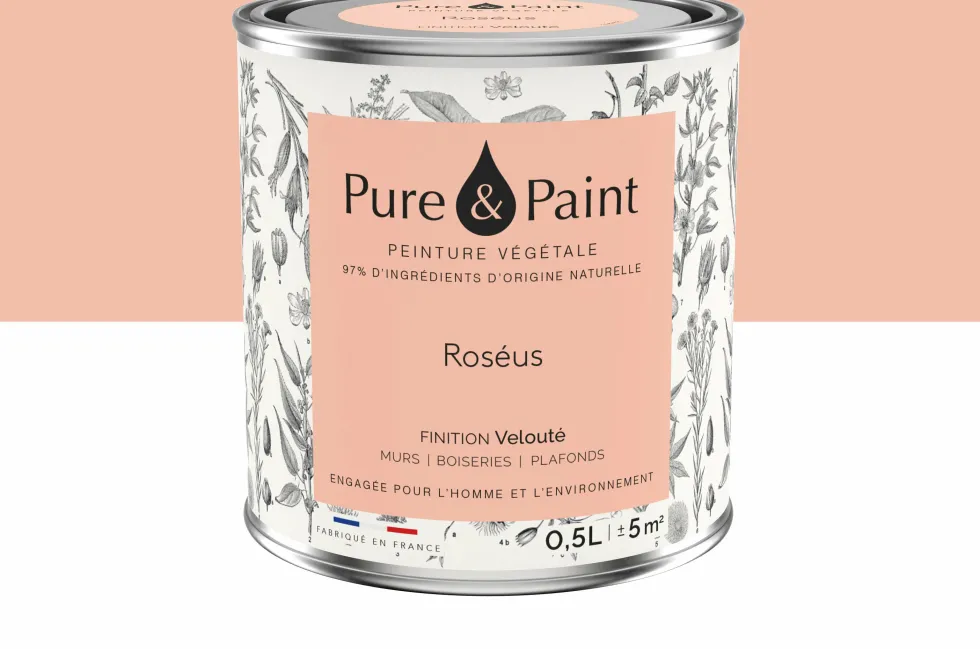 Peinture végétale velouté Roséus 0,5L - Pure & Paint