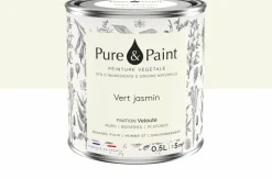 Peinture végétale velouté Vert jasmin 0,5L - Pure & Paint