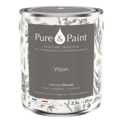 Peinture végétale velouté Vison 2,5L - Pure & Paint