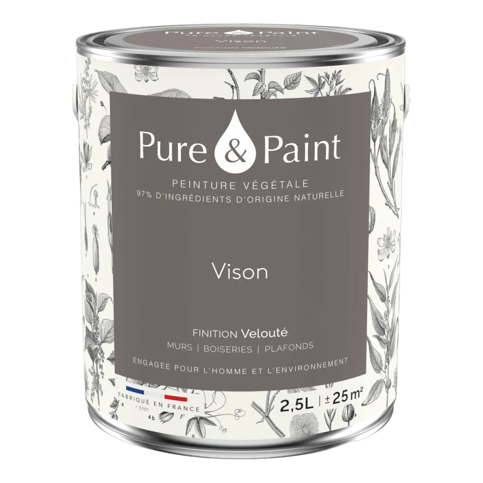Peinture végétale velouté Vison 2,5L - Pure & Paint