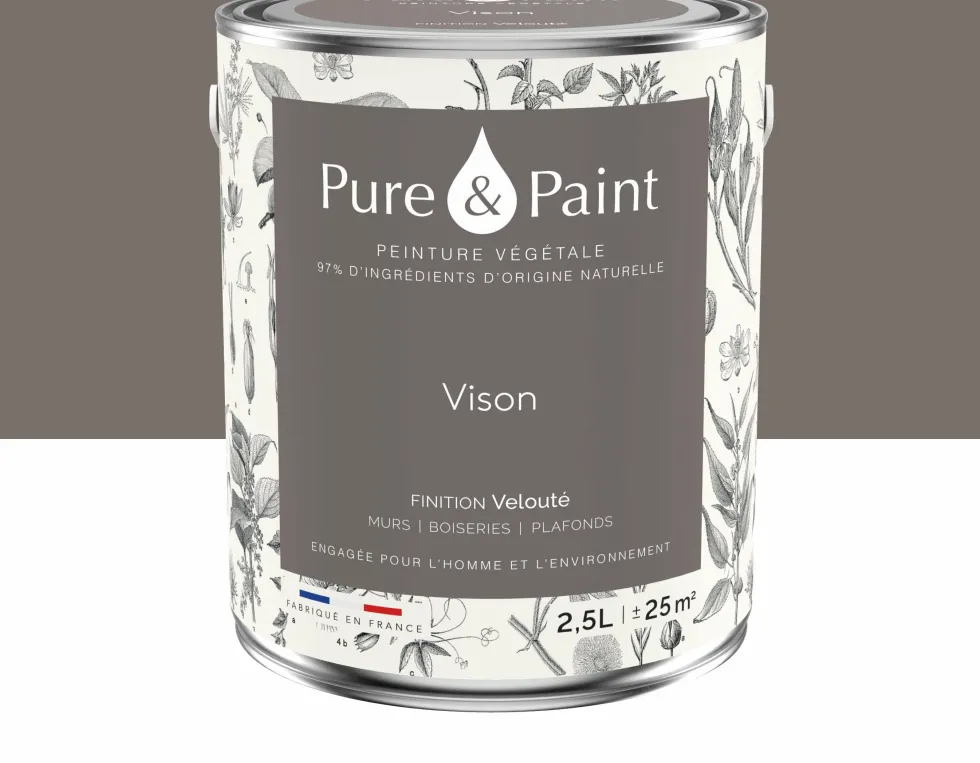 Peinture végétale velouté Vison 2,5L - Pure & Paint