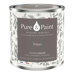 Peinture végétale velouté Vison 0,5L - Pure & Paint