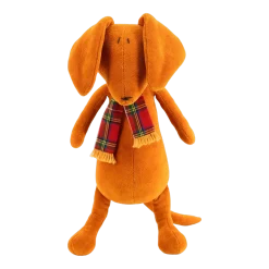 Peluche teckel marron grand avec écharpe rouge Scott - Adada