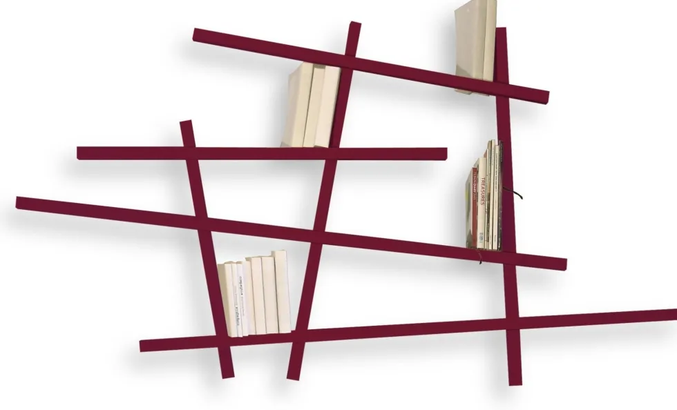 Petite bibliothèque en hêtre laqué Aubergine Mikado - Compagnie