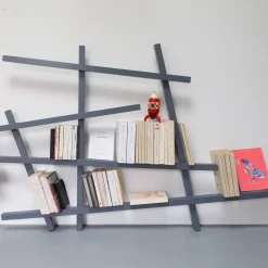 Petite bibliothèque en hêtre laqué Gris Madrid Mikado - Compagnie