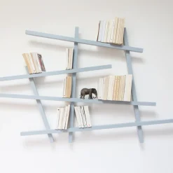 Petite bibliothèque en hêtre laqué Gris Uranus Mikado - Compagnie