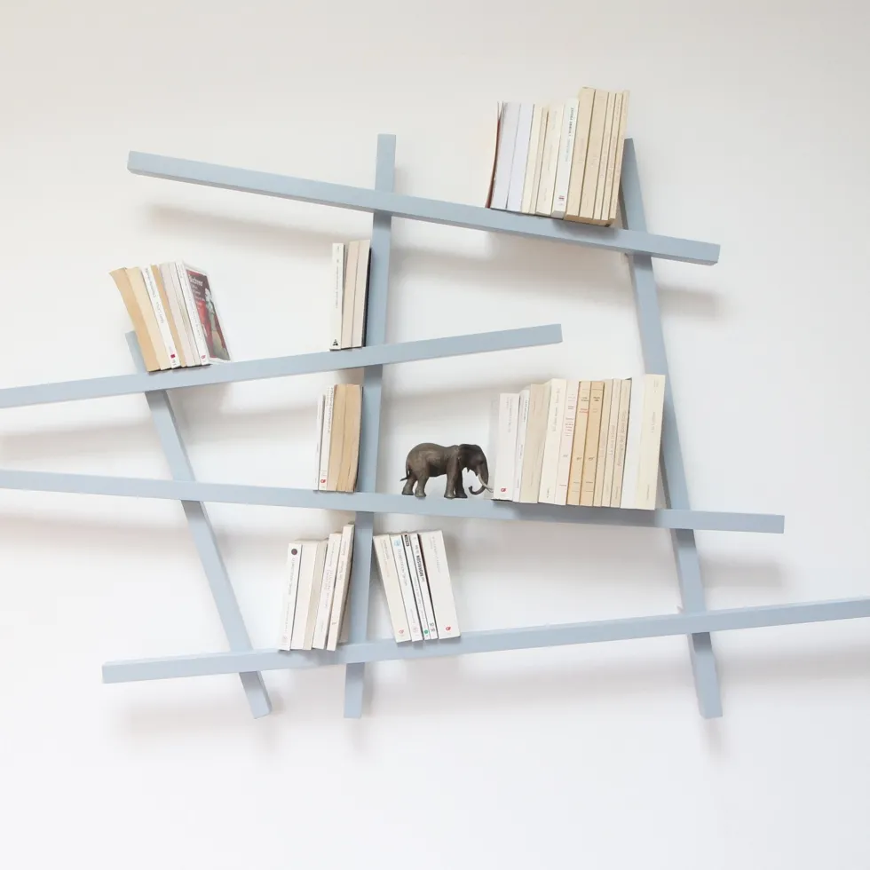 Petite bibliothèque en hêtre laqué Gris Uranus Mikado - Compagnie