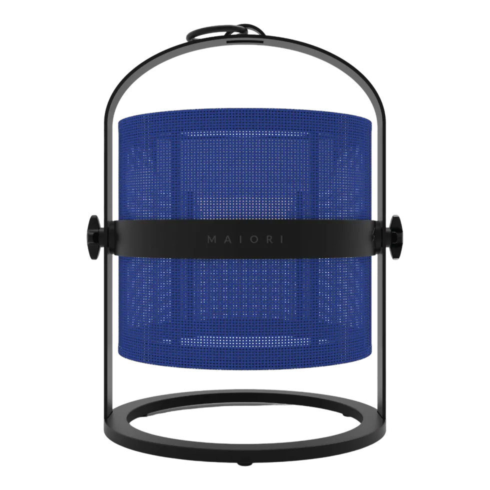 Petite lampe abat-jour bleu marine et cadre charbon La Lampe Petite - Maiori