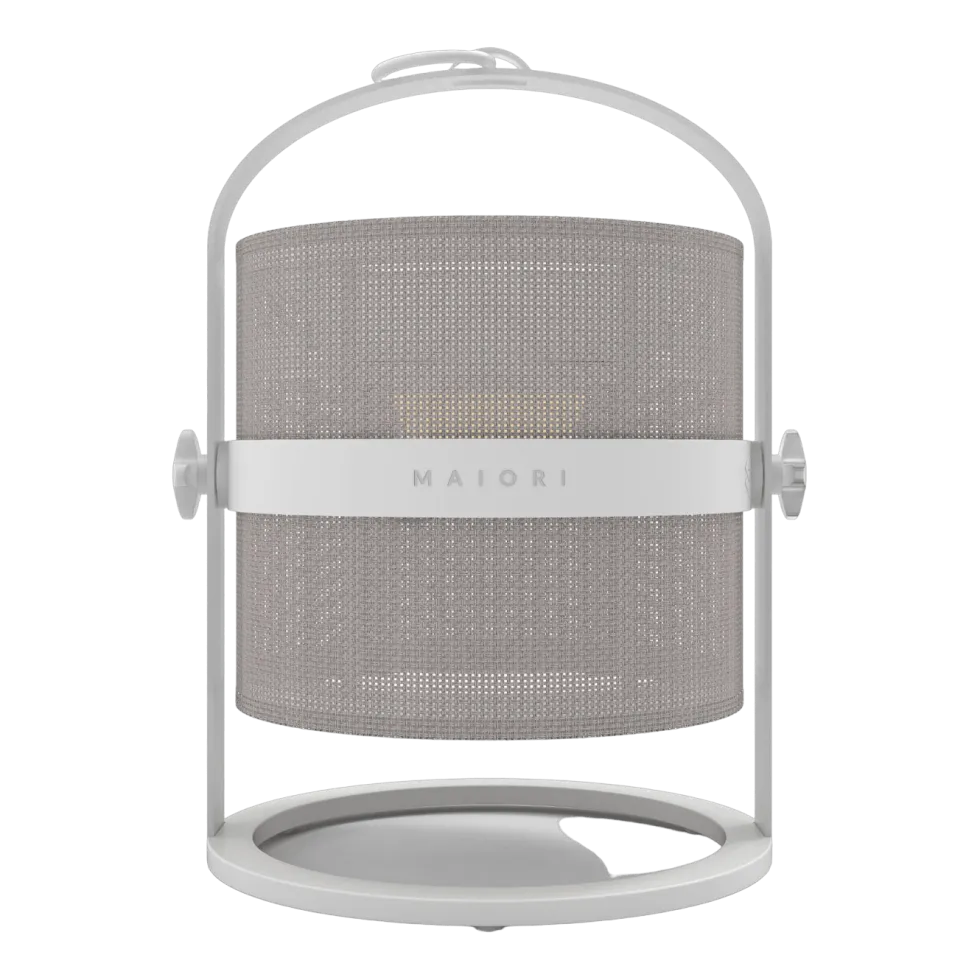 Petite lampe abat-jour taupe clair et cadre blanc La Lampe Petite - Maiori
