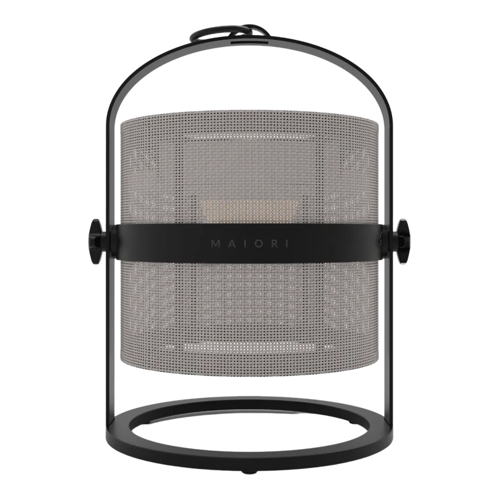 Petite lampe abat-jour taupe clair et cadre charbon La Lampe Petite - Maiori