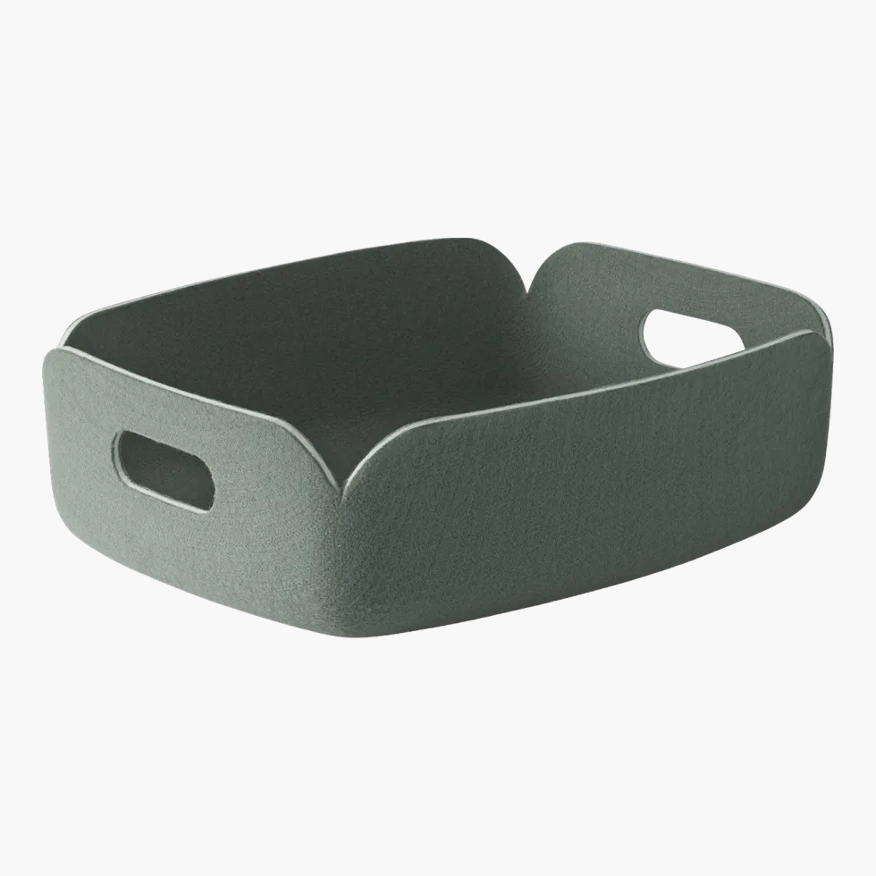 Petit panier de rangement recyclé gris vert Restore Tray - Muuto