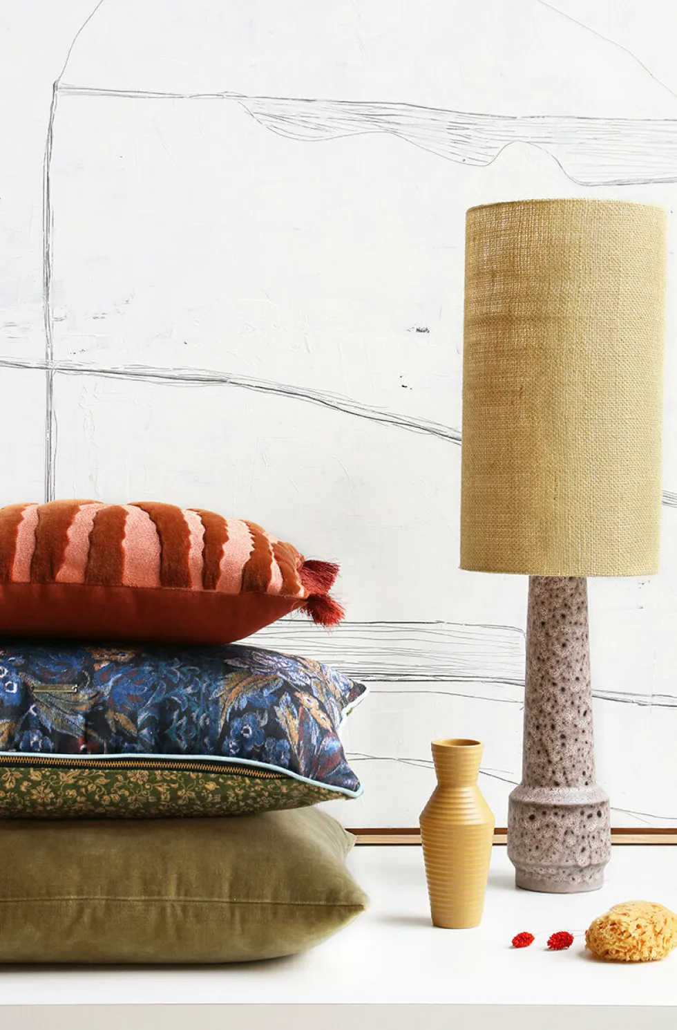 Pied de lampe rétro en grès marron - HKliving