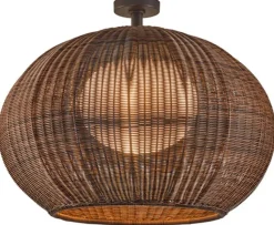 Plafonnier d'extérieur led triac dimmable en aluminium et abat-jour marron 56cm Garota PF/02 - Bover