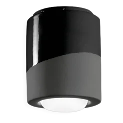 Plafonnier en céramique noir charbon 12,5x14cm PI - Ferroluce