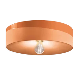 Plafonnier en céramique orange pêche 40x11cm PI - Ferroluce