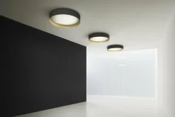 Plafonnier en métal noir et or 50 cm Ginevra - Panzeri