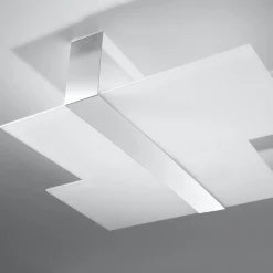 Plafonnier en verre blanc chromé Massimo - Sollux