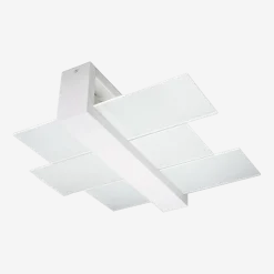 Plafonnier en verre et bois blanc Feniks - Sollux