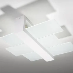 Plafonnier en verre et bois blanc Feniks - Sollux