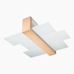 Plafonnier en verre et bois naturel Feniks - Sollux