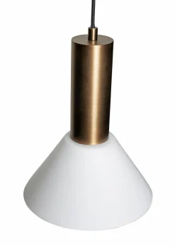Plafonnier rond en laiton doré et verre blanc 25 cm Contrast - Hübsch