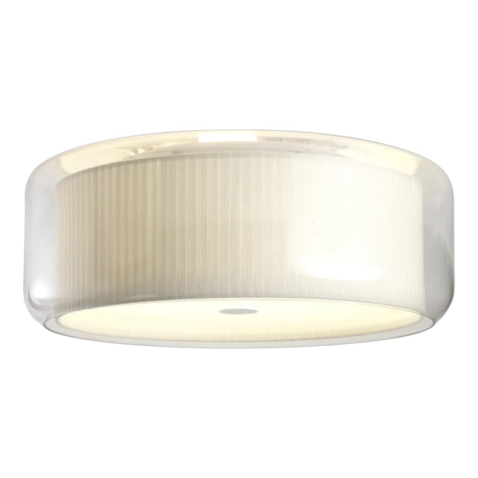Plafonnier verre soufflé abat jour en coton Ruban blanc naturel 44cm Mercer C - Marset