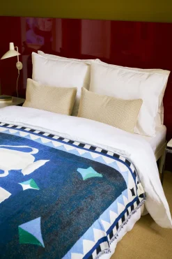 Plaid en coton biologique bleu nuit 130x180cm Momento JH46 - &tradition