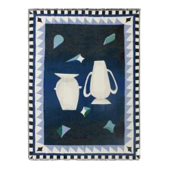 Plaid en coton biologique bleu nuit 130x180cm Momento JH46 - &tradition