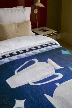 Plaid en coton biologique bleu nuit 130x180cm Momento JH46 - &tradition