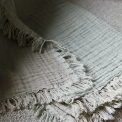 Plaid en coton organique nuage et lait 140 x 210 cm Collect SC32 - &tradition