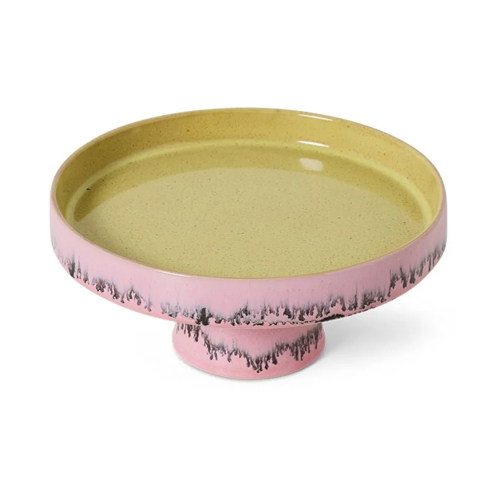 Plat de présentation en céramique rose 21x9,5cm 70's ceramics - HKliving