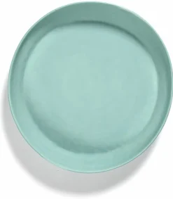 Plat de service bleu azure avec motif rouge - Serax