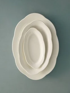 Plat de service ovale en porcelaine blanche 30x21x3,2cm L Silhouette - Serax