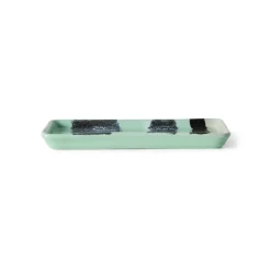 Plateau rectangulaire en grès vert 7,7x18x2cm Vaisselle 70s - HKLiving