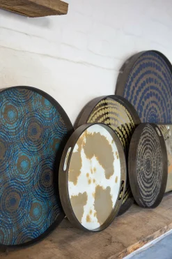 Plateau rond en miroir Gold Beads - Ethnicraft Accessories