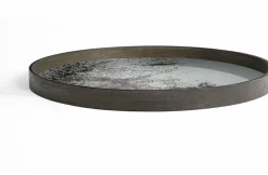 Plateau rond miroir vieilli et bord en bois 61 cm Clear - Ethnicraft Accessories
