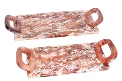 2 plateaux en résine rubis et crème Rih - Versmissen