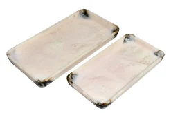 2 plateaux haut en résine noir et crème Rih - Versmissen