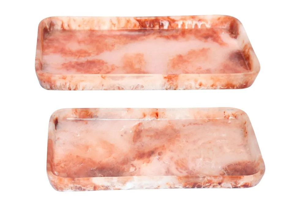 2 plateaux haut en résine rubis et crème Rih - Versmissen