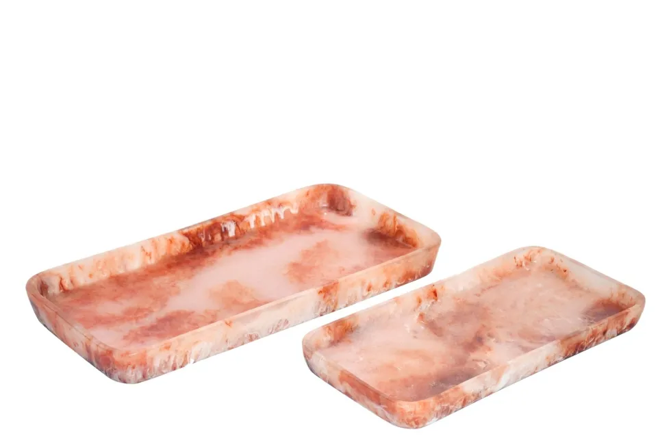 2 plateaux haut en résine rubis et crème Rih - Versmissen