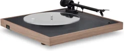 Platine vinyle 33/45tours préamplifiée finition cuir et noyer 35x10,8cm Square CC - La Boite concept