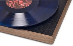 Platine vinyle 33/45tours préamplifiée finition cuir et noyer 35x10,8cm Square CC - La Boite concept