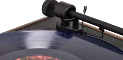 Platine vinyle 33/45tours préamplifiée finition cuir et noyer 35x10,8cm Square CC - La Boite concept