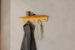Porte-manteau mural en acier jaune 5 crochets 60x15,5x10,5cm Malou - Metallbude