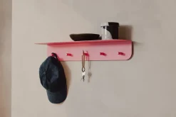 Porte-manteau mural en acier rose 5 crochets 60x15,5x10,5cm Malou - Metallbude
