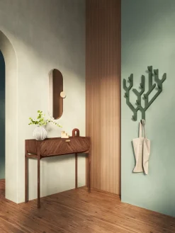 Porte-manteau mural en bois de chêne peint vert sauge 57 x 7,3 x 68 cm Ambroise - Hartô