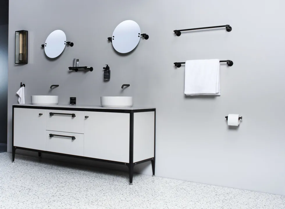Porte papier toilette en métal massif noir 15,5 x 8,45 cm - Buster+Punch